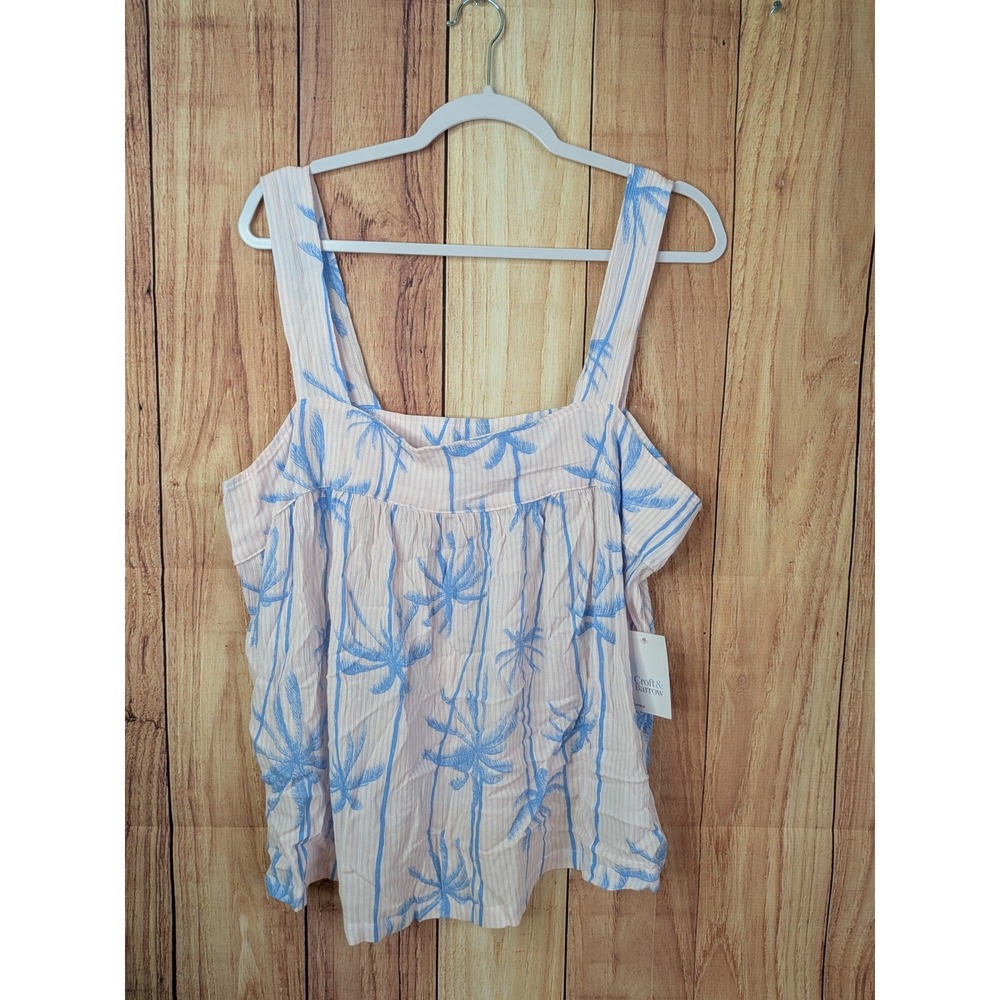 Croft & Barrow Womens Pajama Tank Top Striped Palm Tree Plus Size XXL